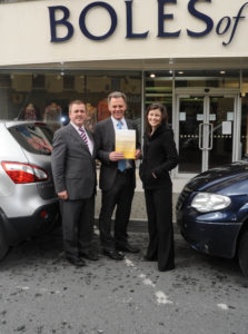Padraig Harte and Linzi Ryan from IT Sligo pictured with David Boles whose family have run the landmark department store Boles of Boyle for generations
