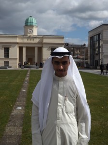 Fawwaz Al Shammari in front of the Clock Tower at the Department of Education and Skills.