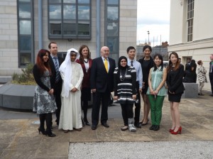 Fawwaz with Minster for Education and Skills Ruari Quinn and other International Student Ambassadors outside the Department of Education and Skills
